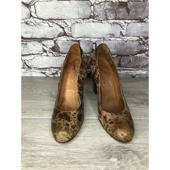 Donald J Pliner Casey Brown Leather Croc Embossed Heels Women’s Sz 7M US/37.5EU - Picture 5 of 16